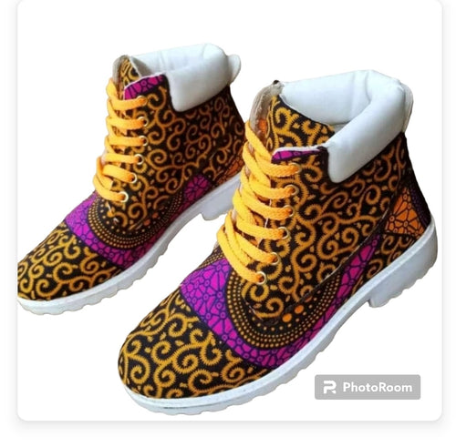 AFRICAN PRINT HIGH TOP SNEAKER WITH FOLDABLE TOP